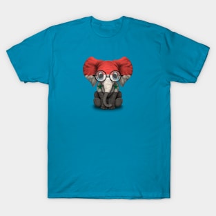 Baby Elephant with Glasses and Syrian Flag T-Shirt